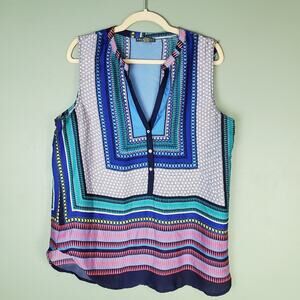 Brixon Ivy Fallon Mixed Geometric Print Sleeveless Blouse Size XL
